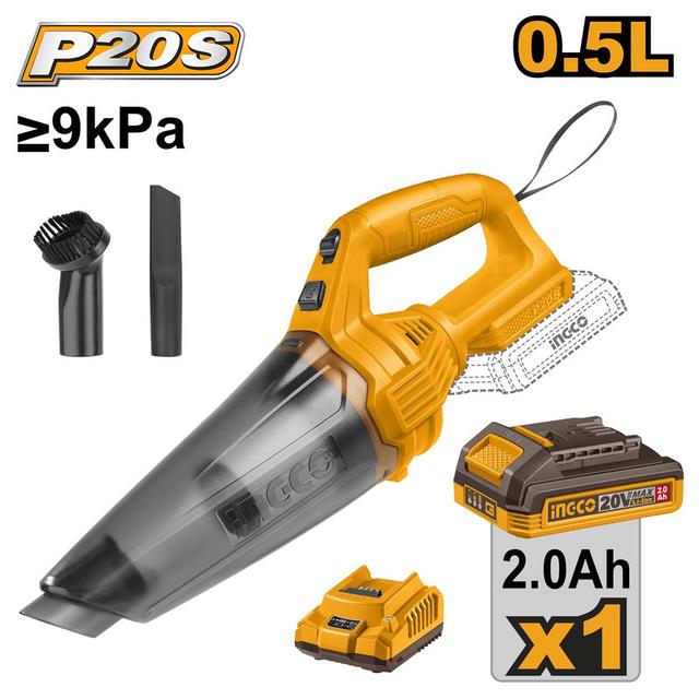 INGCO Cordless Vacuum Cleaner, > 9kpa, With Battery & Charger
